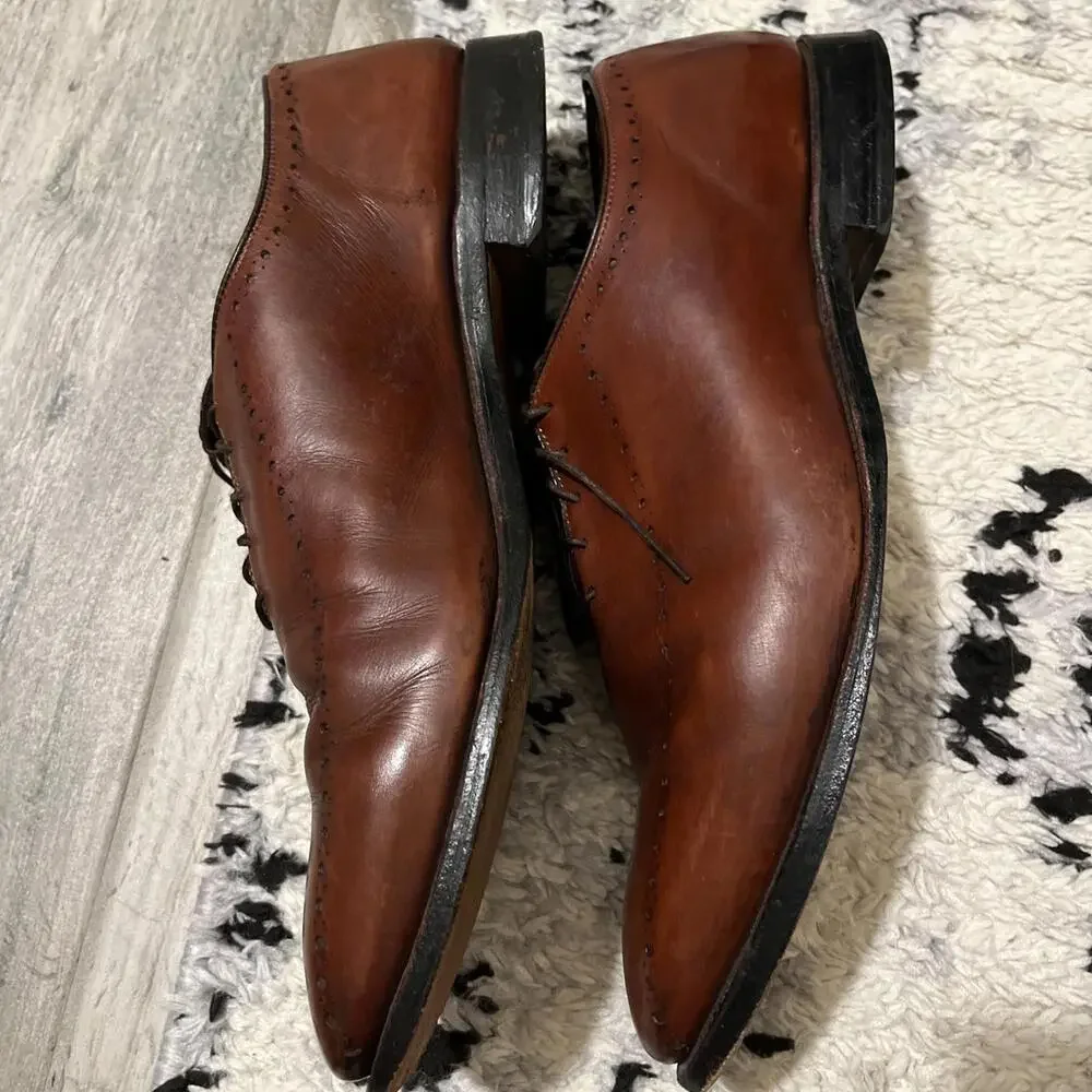 ALLEN EDMONDS HASTINGS CHILI BROWN OXFORD MENS DRESS SHOES SIZE 12C USA GOOD CON